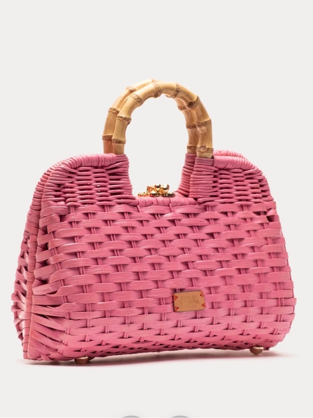 Frances Valentine Buzzy Basket Bag
 Handbag with Bamboo Top Handles